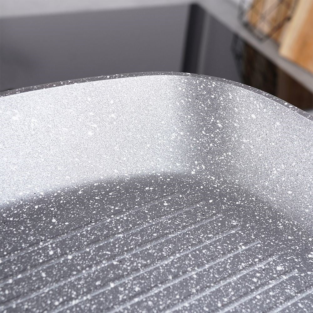 Square grill pan with 5-layer non-stick granite coating
