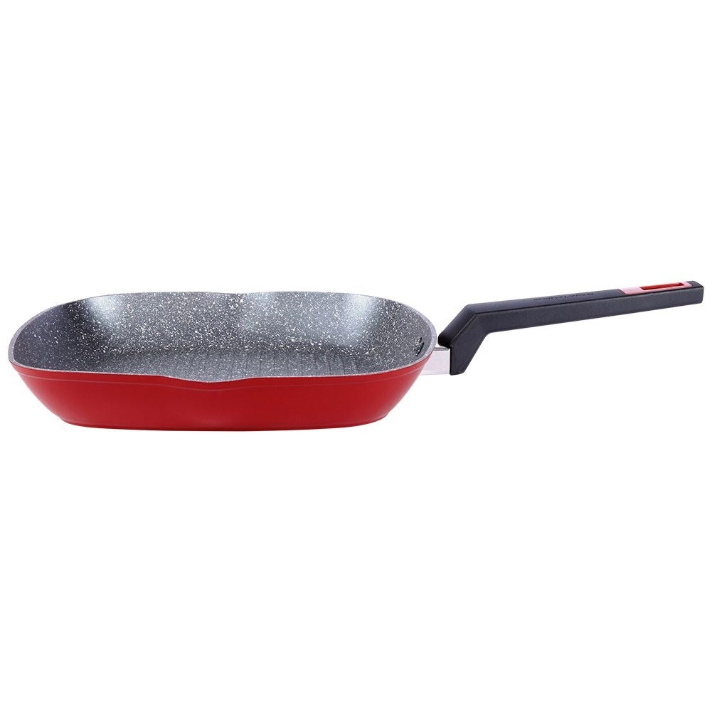 Square grill pan with 5-layer non-stick granite coating