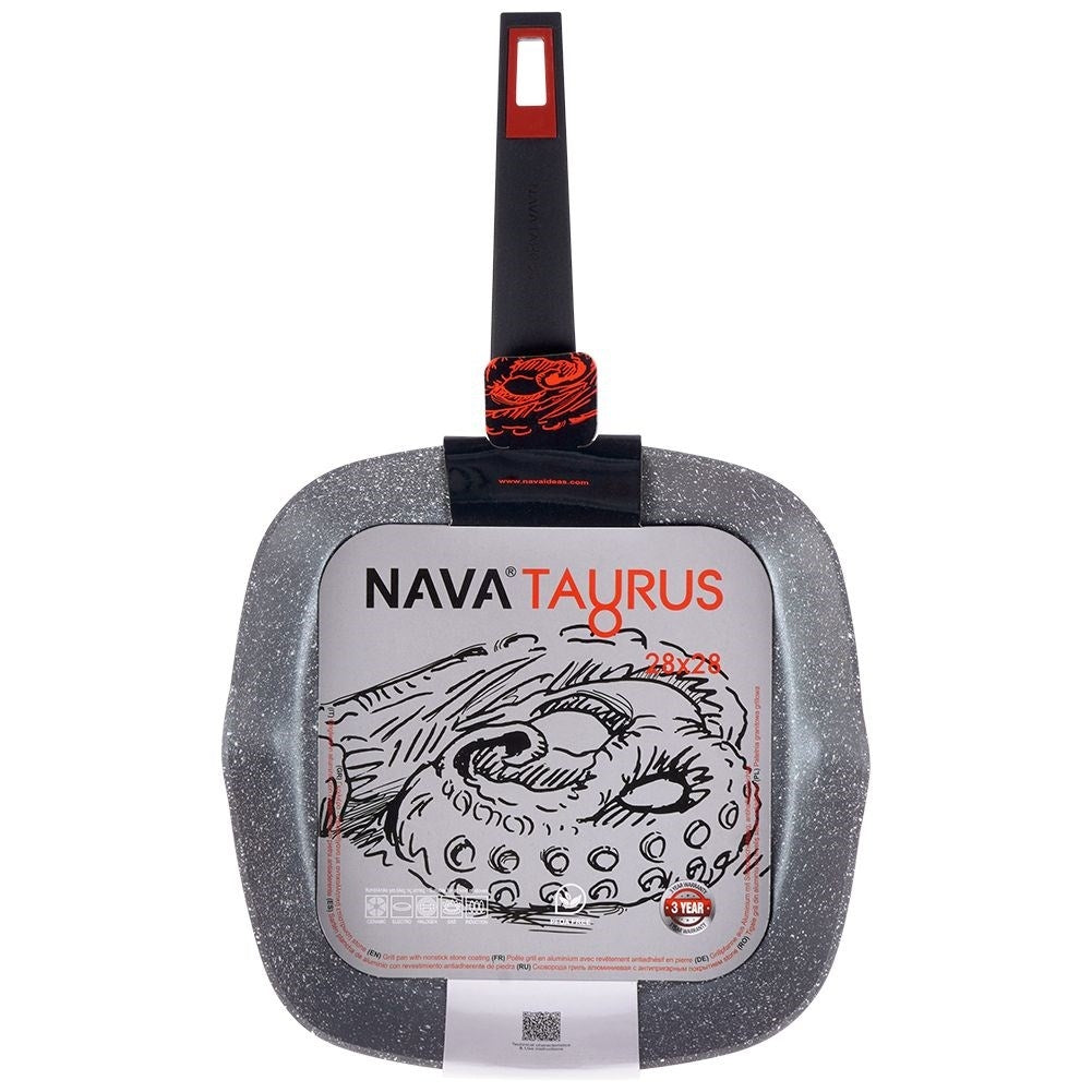 Square grill pan with 5-layer non-stick granite coating
