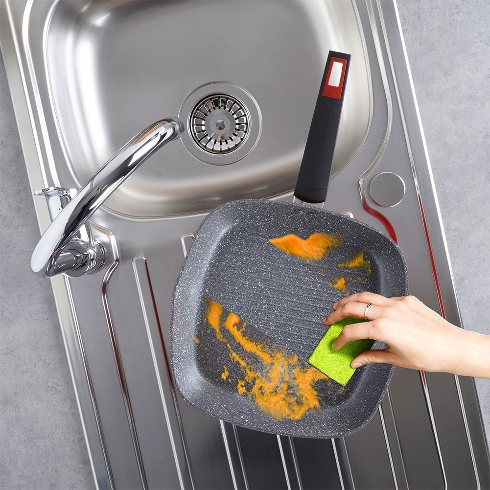 Square grill pan with 5-layer non-stick granite coating