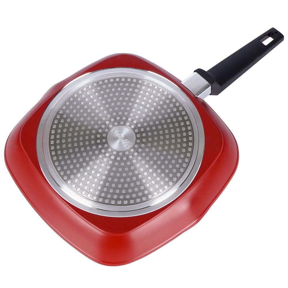 Square grill pan with 5-layer non-stick granite coating