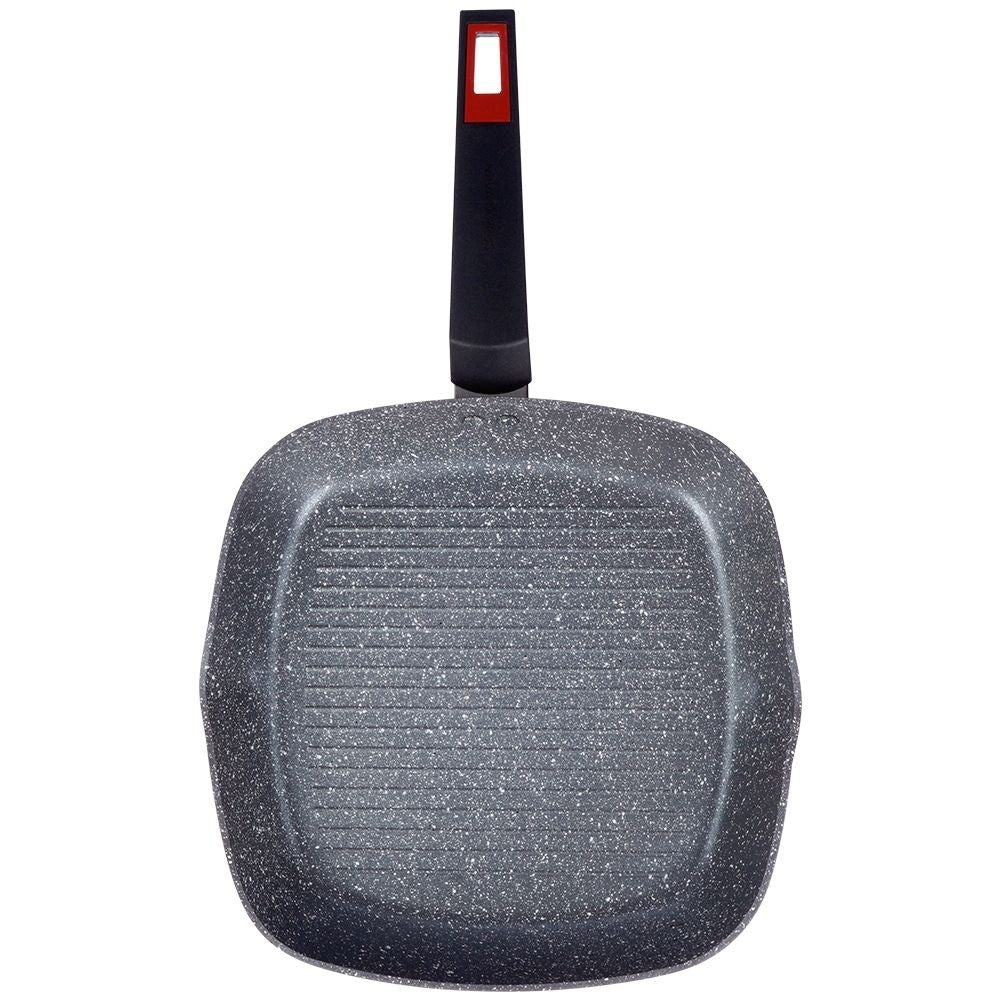 Square grill pan with 5-layer non-stick granite coating