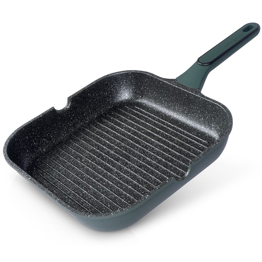 Square grill pan with five-layer non-stick granite coating