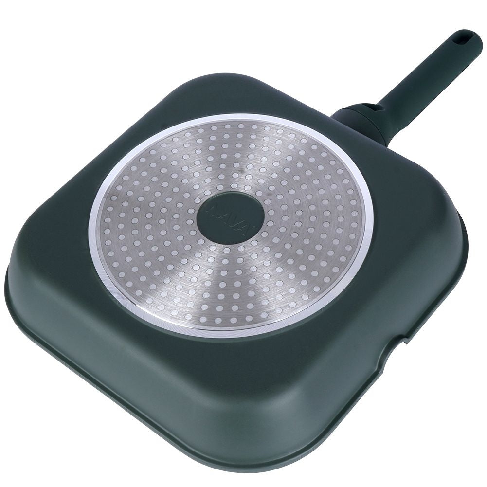 Square grill pan with five-layer non-stick granite coating