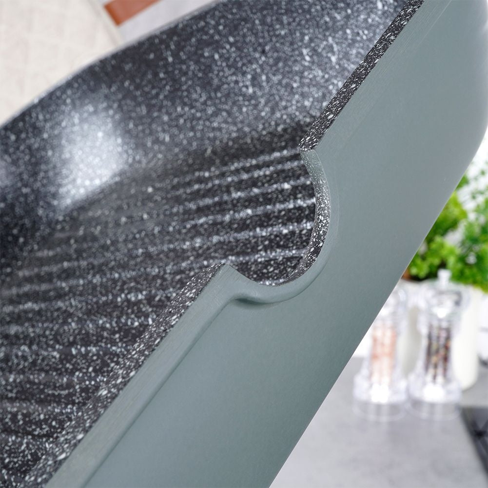 Square grill pan with five-layer non-stick granite coating