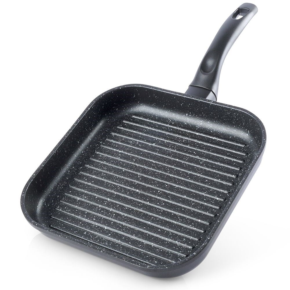 Square grill pan with non-stick granite coating