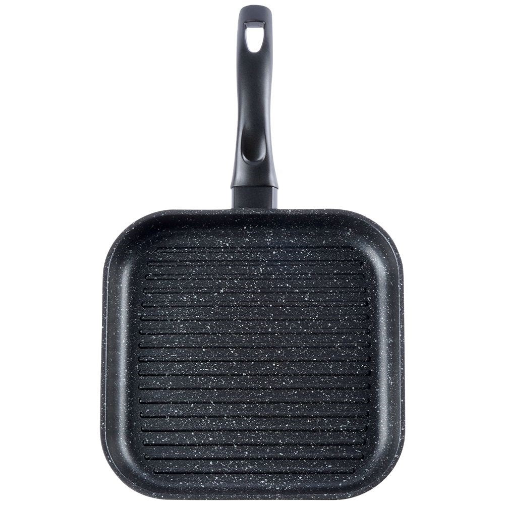 Square grill pan with non-stick granite coating