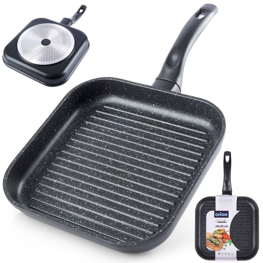 Square grill pan with non-stick granite coating
