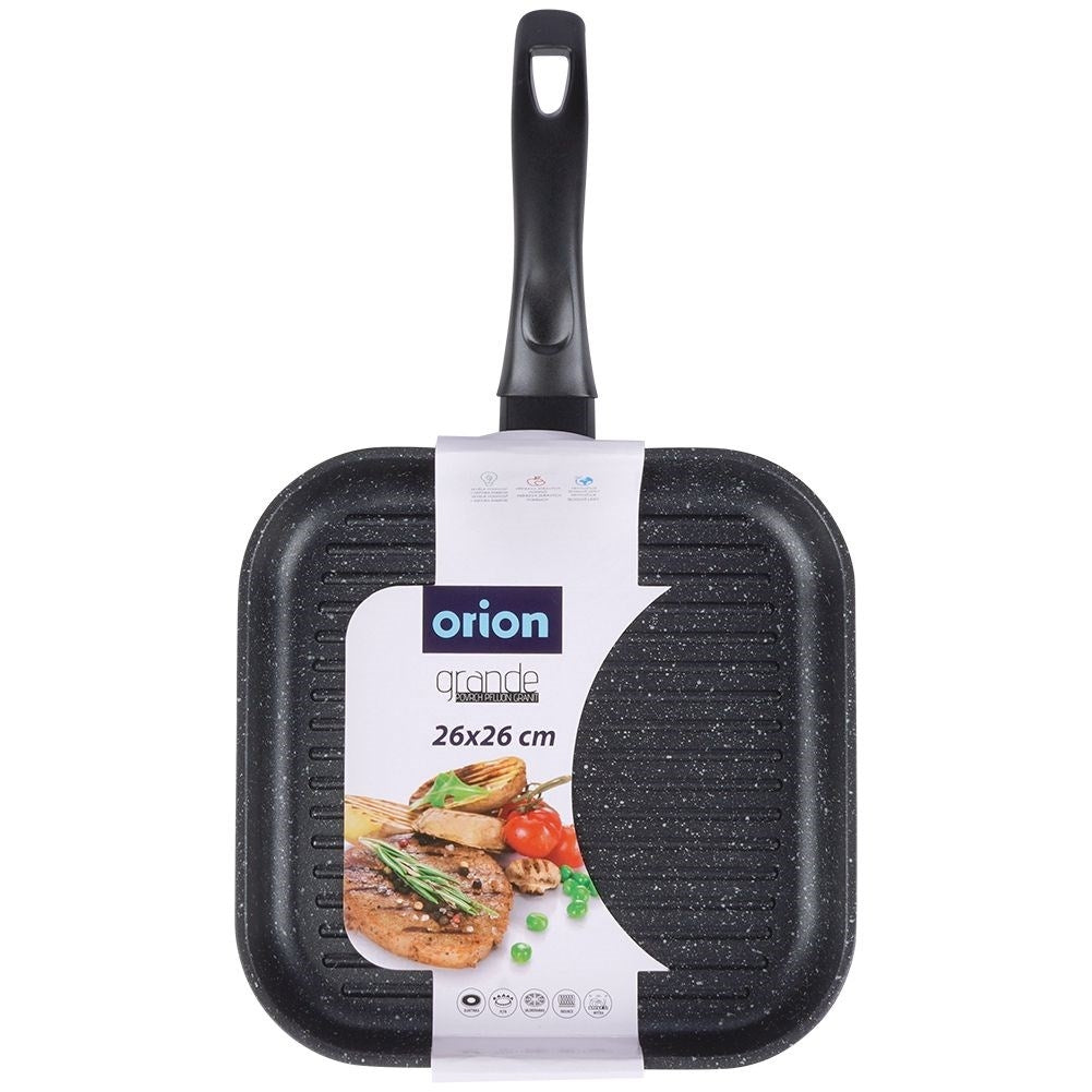 Square grill pan with non-stick granite coating