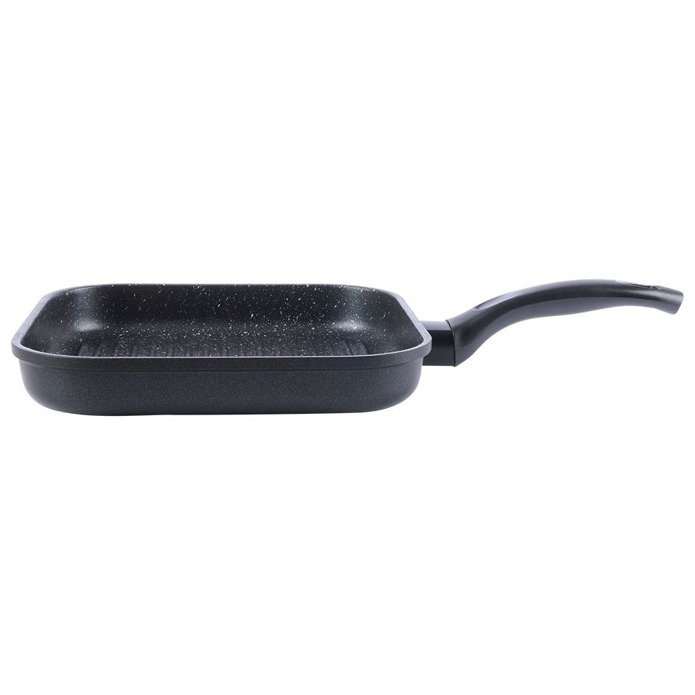 Square grill pan with non-stick granite coating