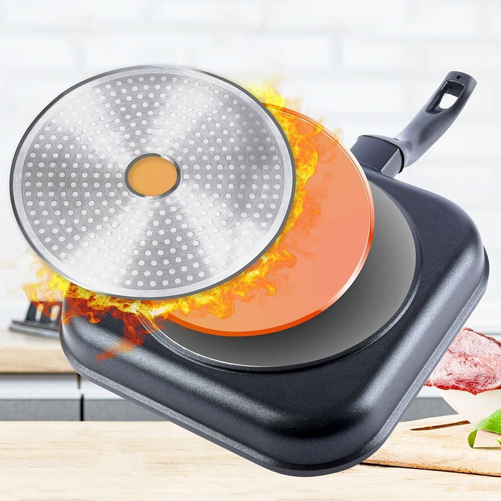 Square grill pan with non-stick granite coating