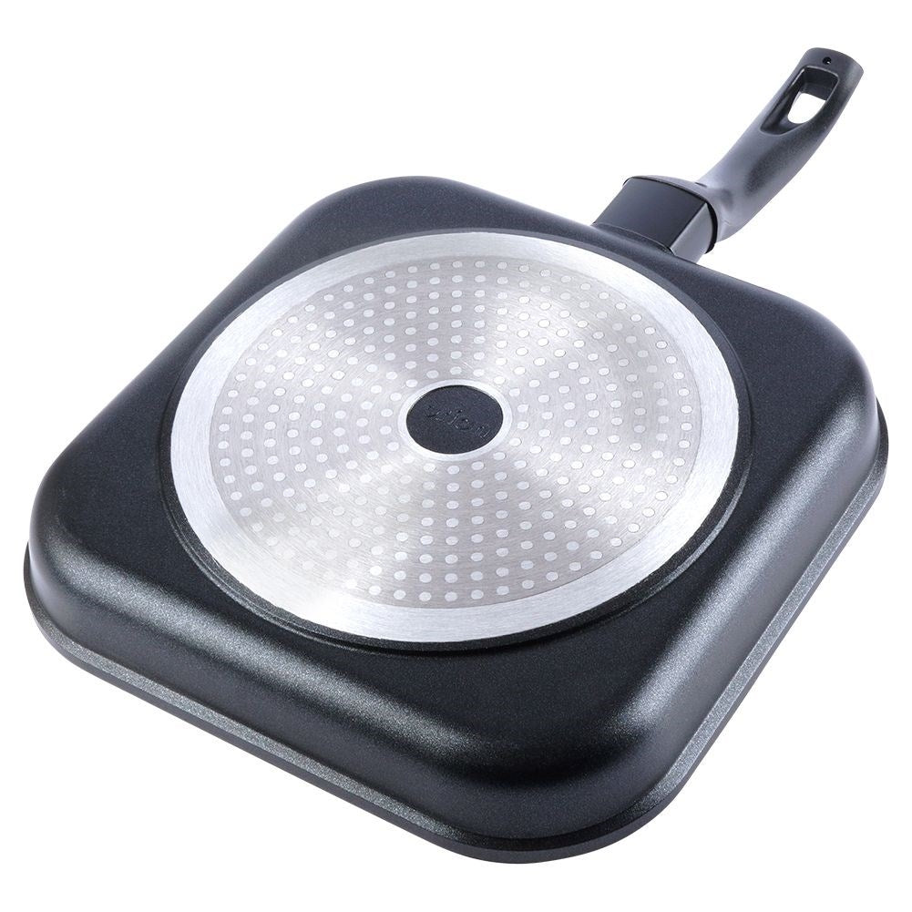 Square grill pan with non-stick granite coating