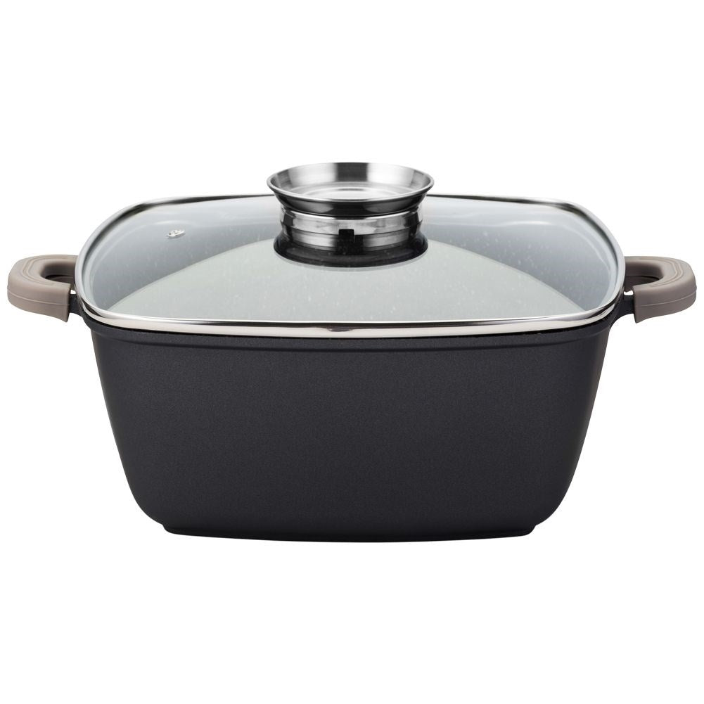Square pot with durable non-stick granite coating