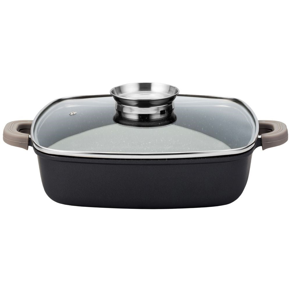 Square pot with five-layer non-stick granite coating