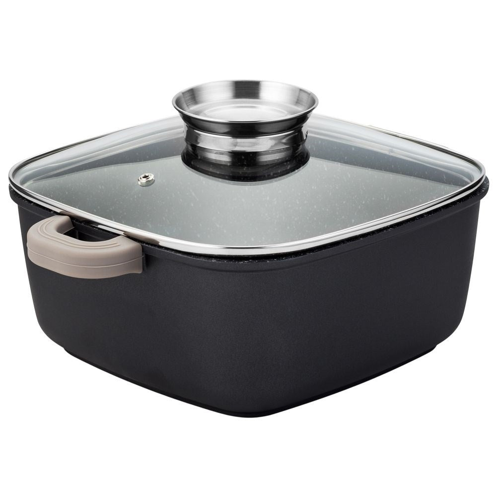 Square pot with five-layer non-stick granite coating