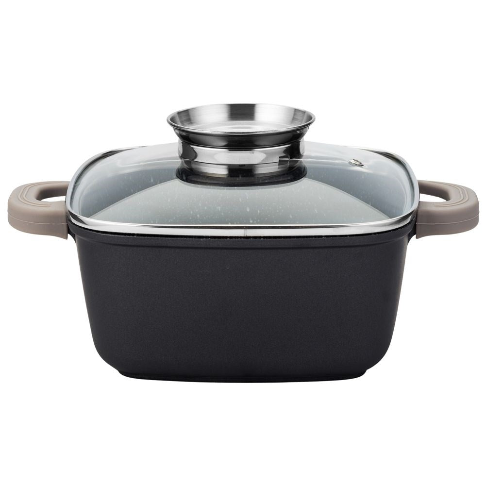 Square pot with five-layer non-stick granite coating