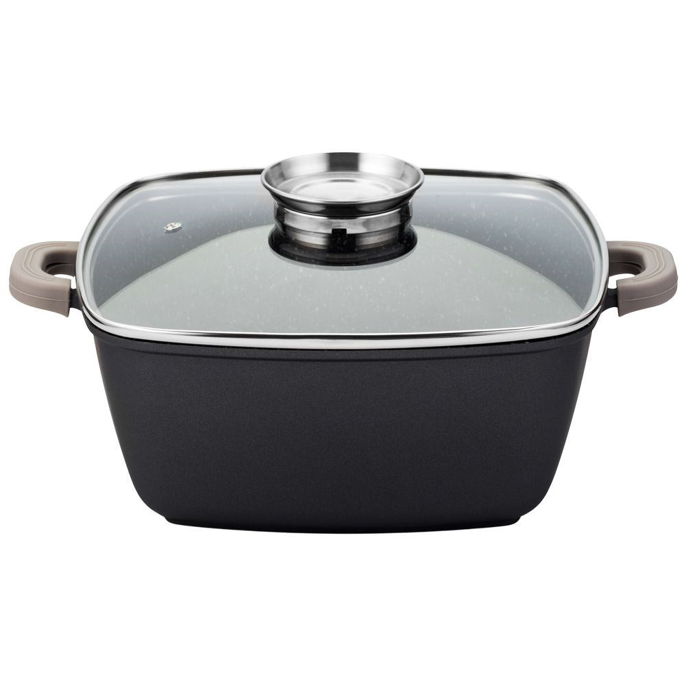 Square pot with five-layer non-stick granite coating