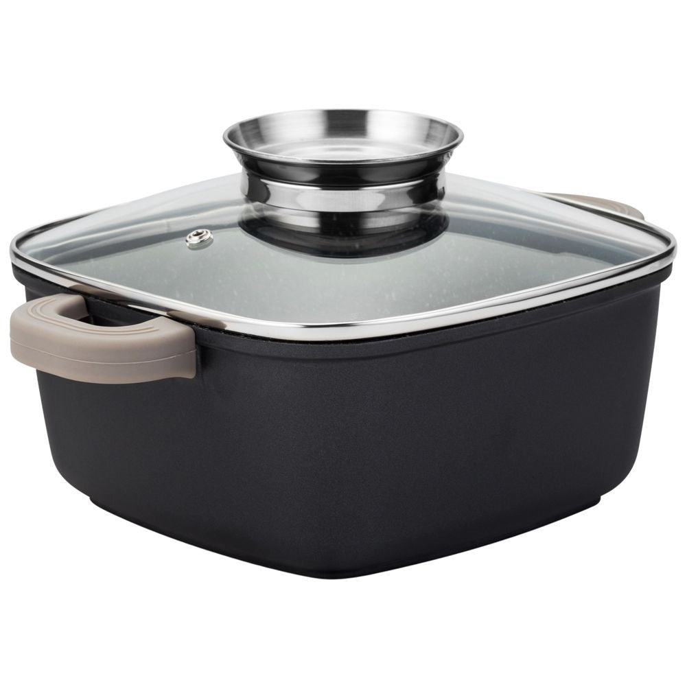 Square pot with five-layer non-stick granite coating