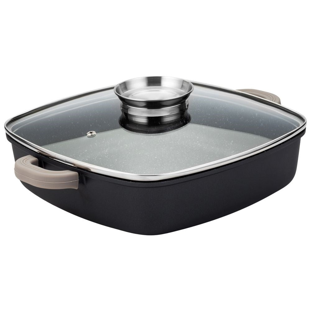 Square pot with five-layer non-stick granite coating
