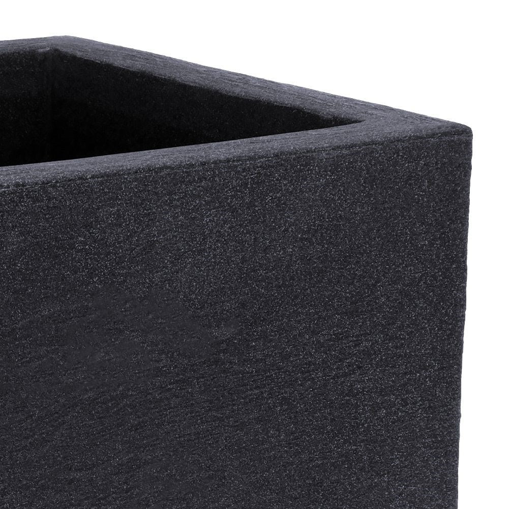 Square weatherproof pot in stone imitation, anthracite colour