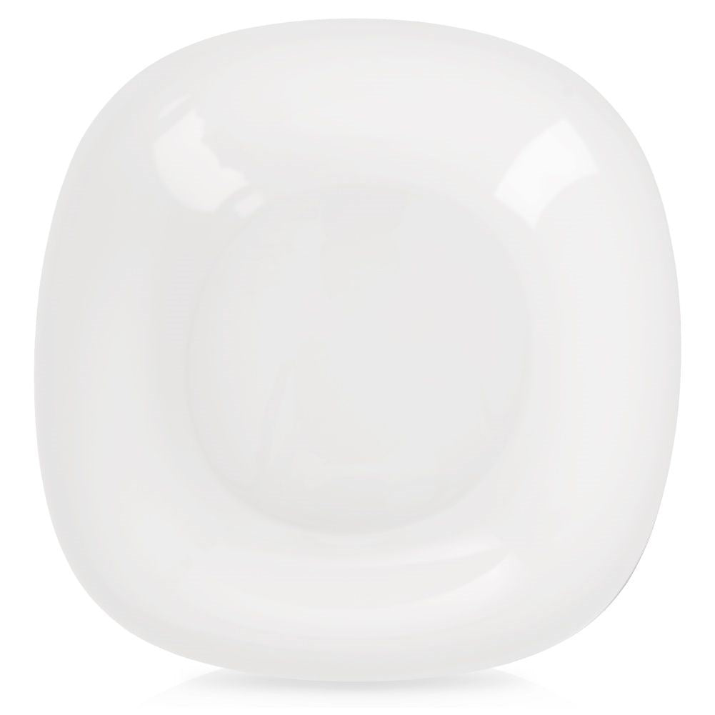 Square white opal glass plate for soups