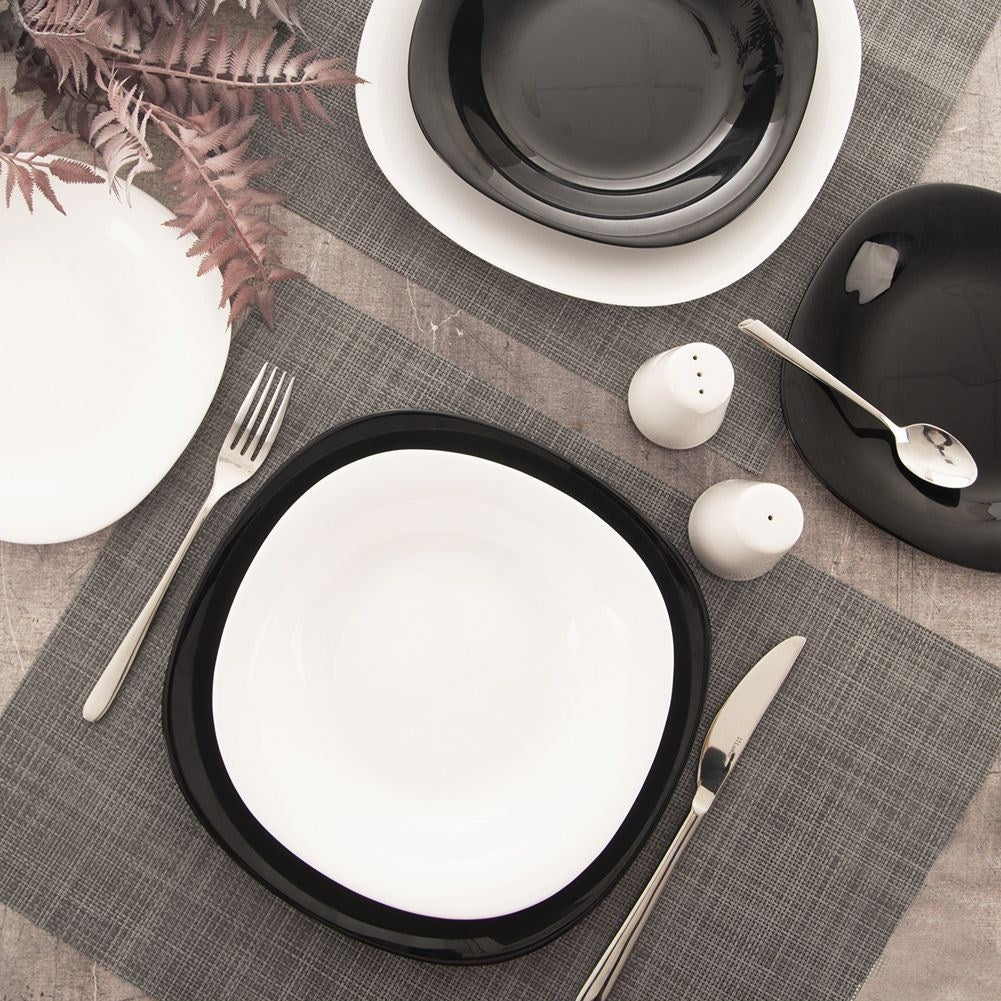 Square white opal glass plate for soups