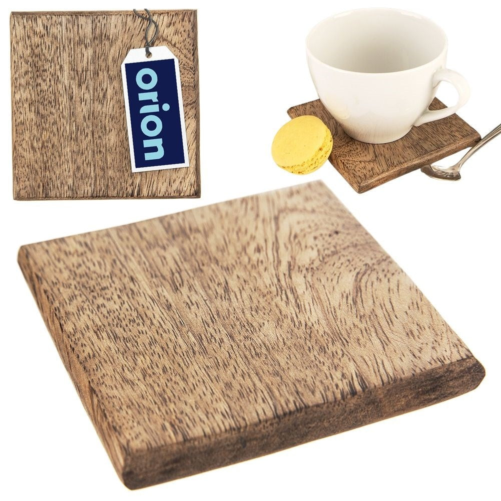 Square wooden mat 10x10 cm in Natural Mango wood
