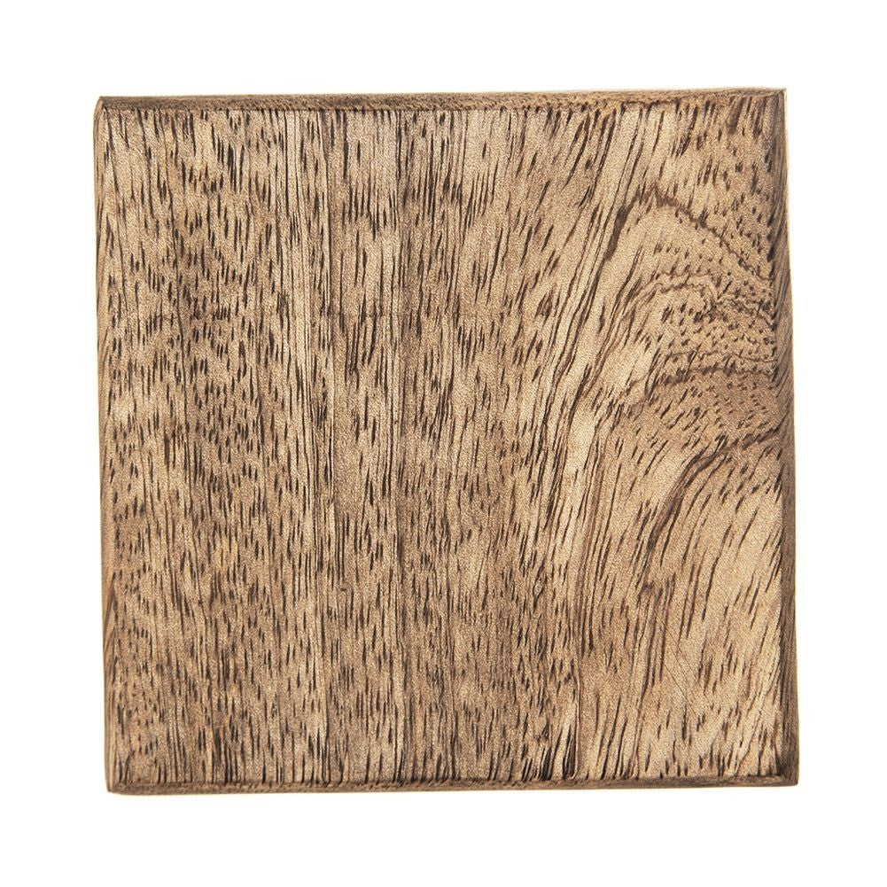 Square wooden mat 10x10 cm in Natural Mango wood