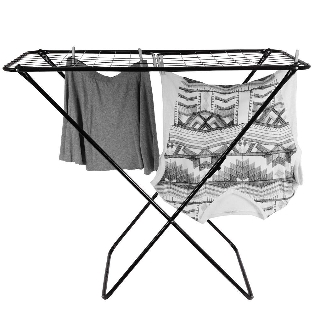 Stable and durable drying rack in black, 18m drying length