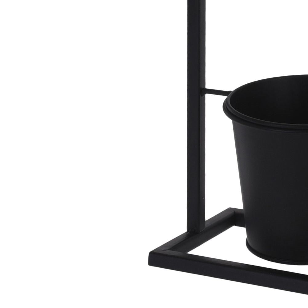 Stable and elegant flower stand for two pots in black metal