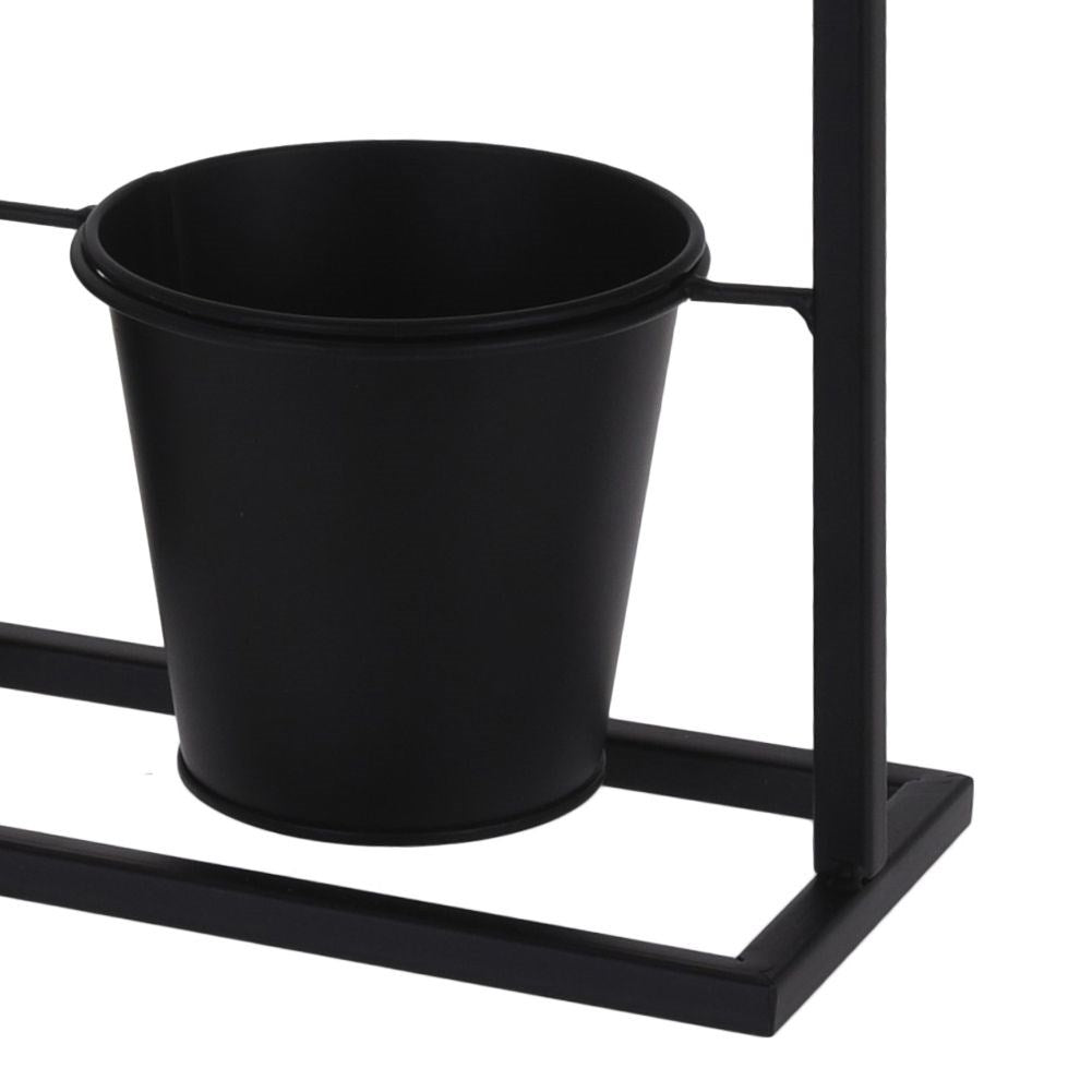 Stable and elegant flower stand for two pots in black metal