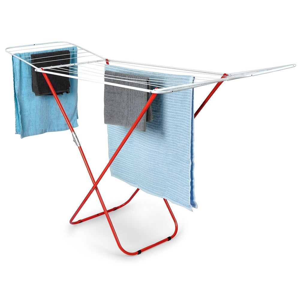 Stable collapsible drying rack in robust metal for indoor/outdoor use