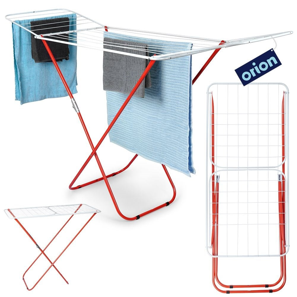 Stable collapsible drying rack in robust metal for indoor/outdoor use