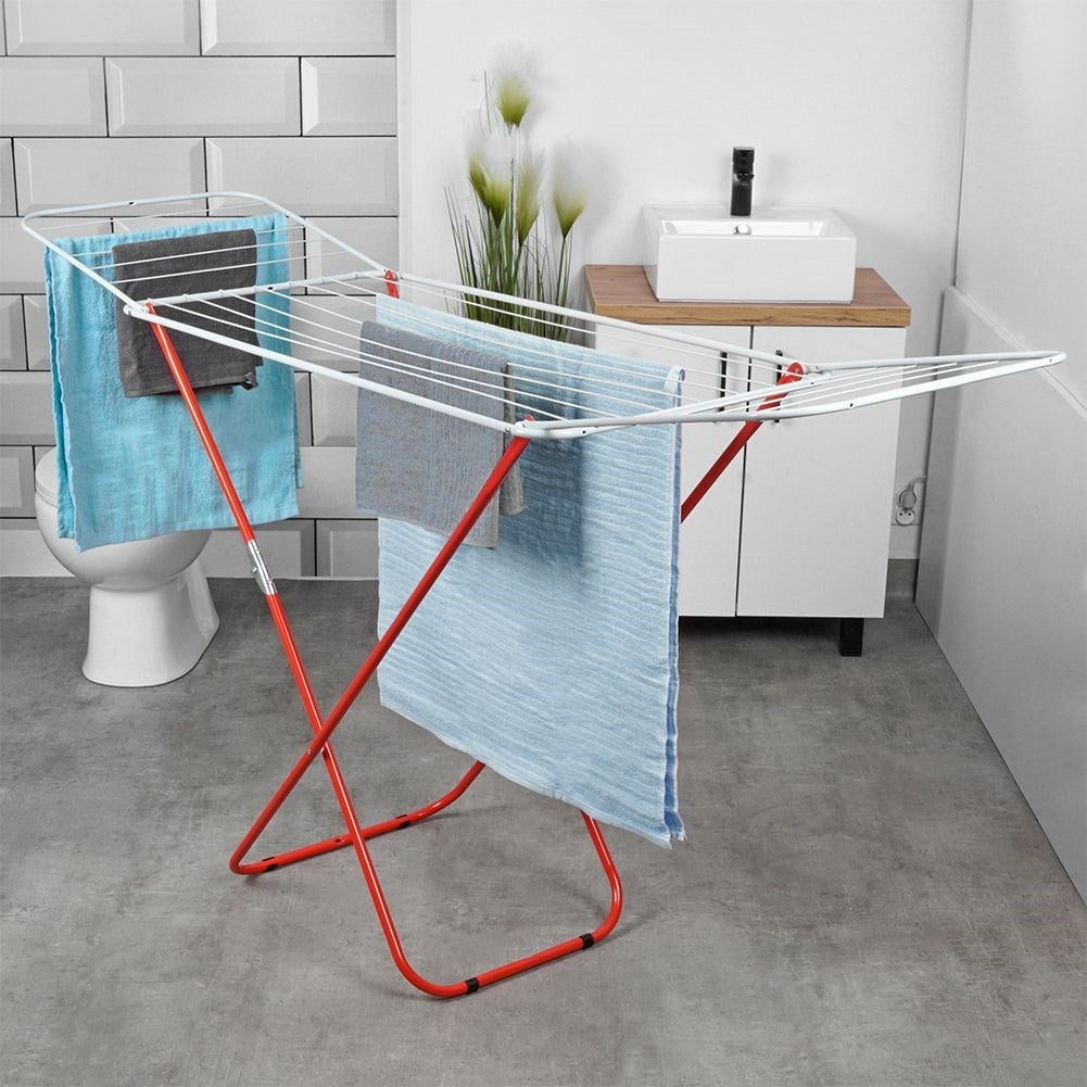 Stable collapsible drying rack in robust metal for indoor/outdoor use