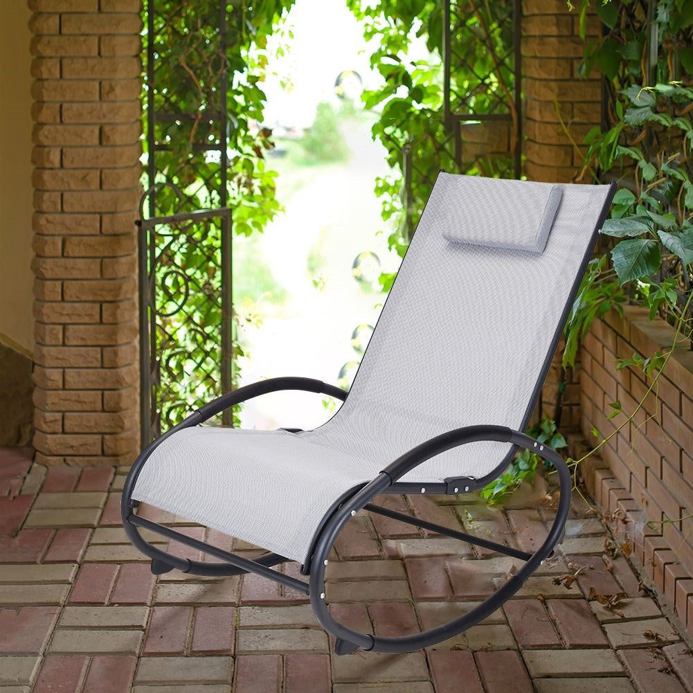 Stable rocking chair with cushion, robust metal and durable fabric