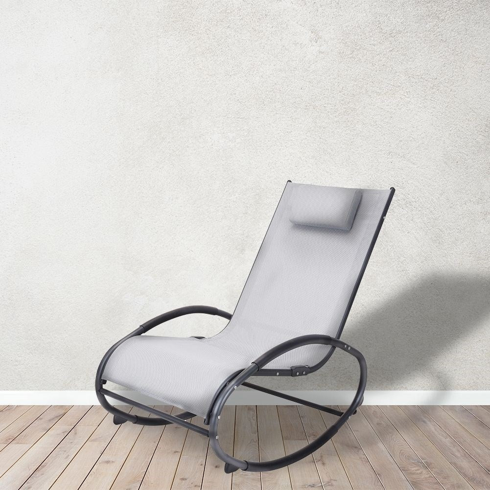 Stable rocking chair with cushion, robust metal and durable fabric