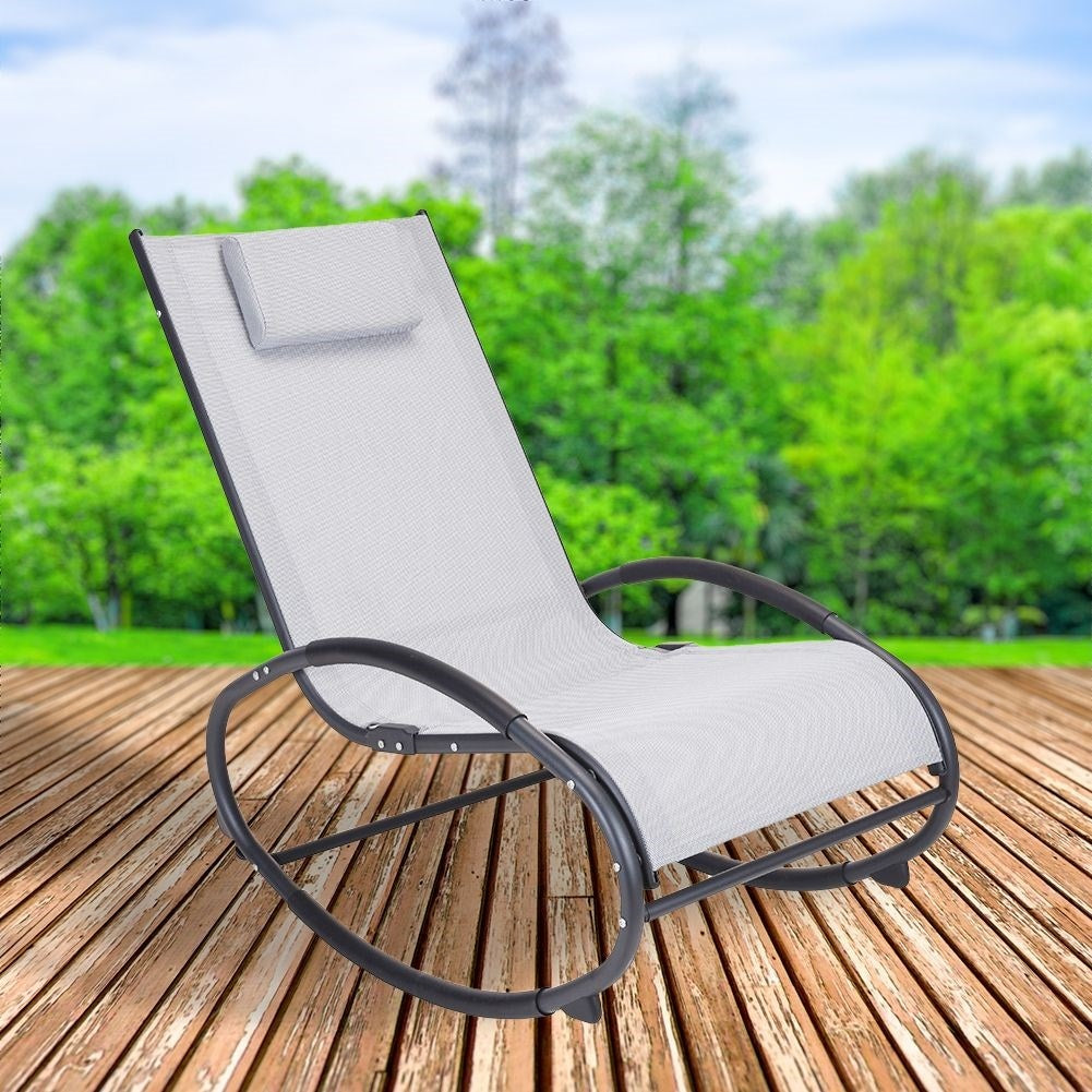 Stable rocking chair with cushion, robust metal and durable fabric