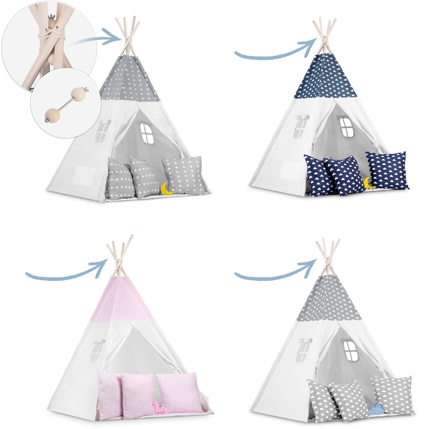 Stable wooden stabilizer for tipi tent Nukido