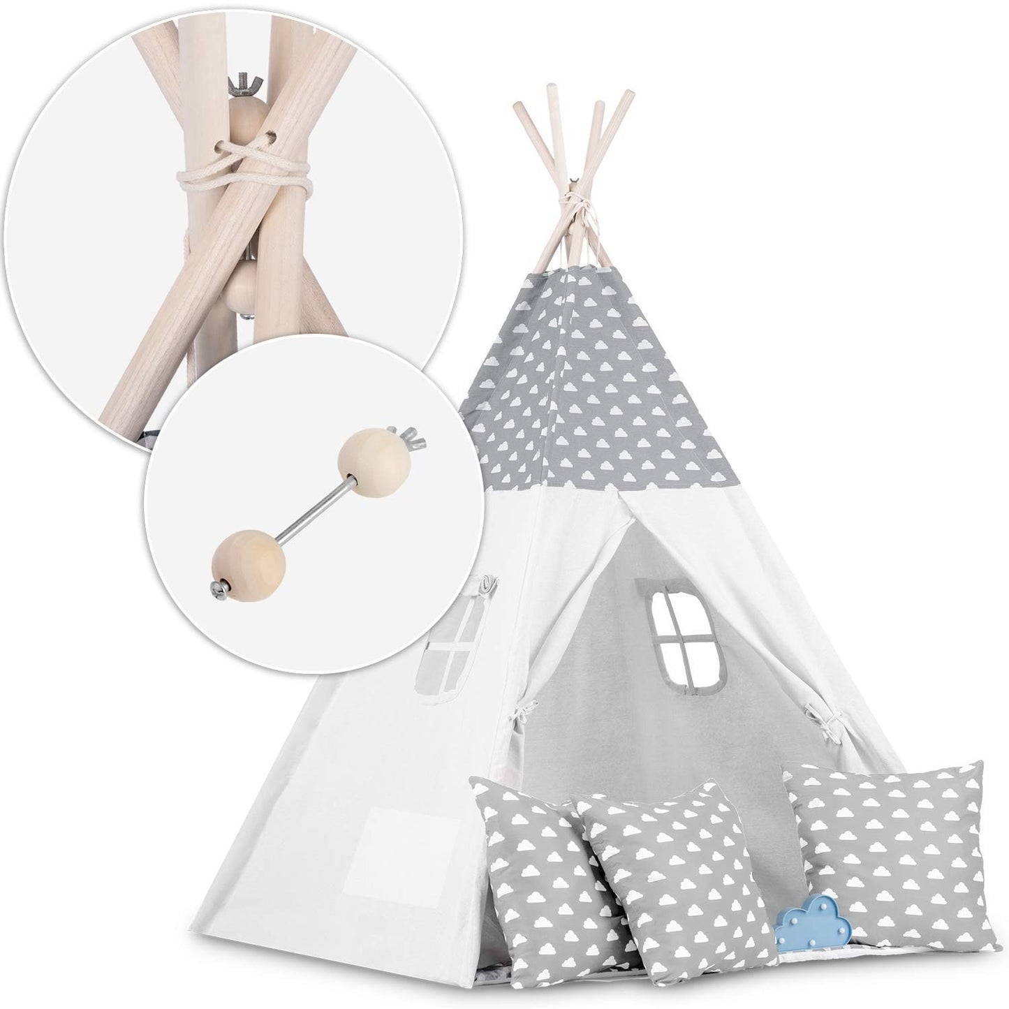 Stable wooden stabilizer for tipi tent Nukido
