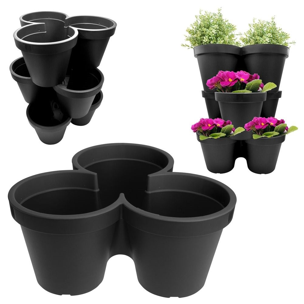 Stackable Flower Box in Lightweight Material for Three Plants