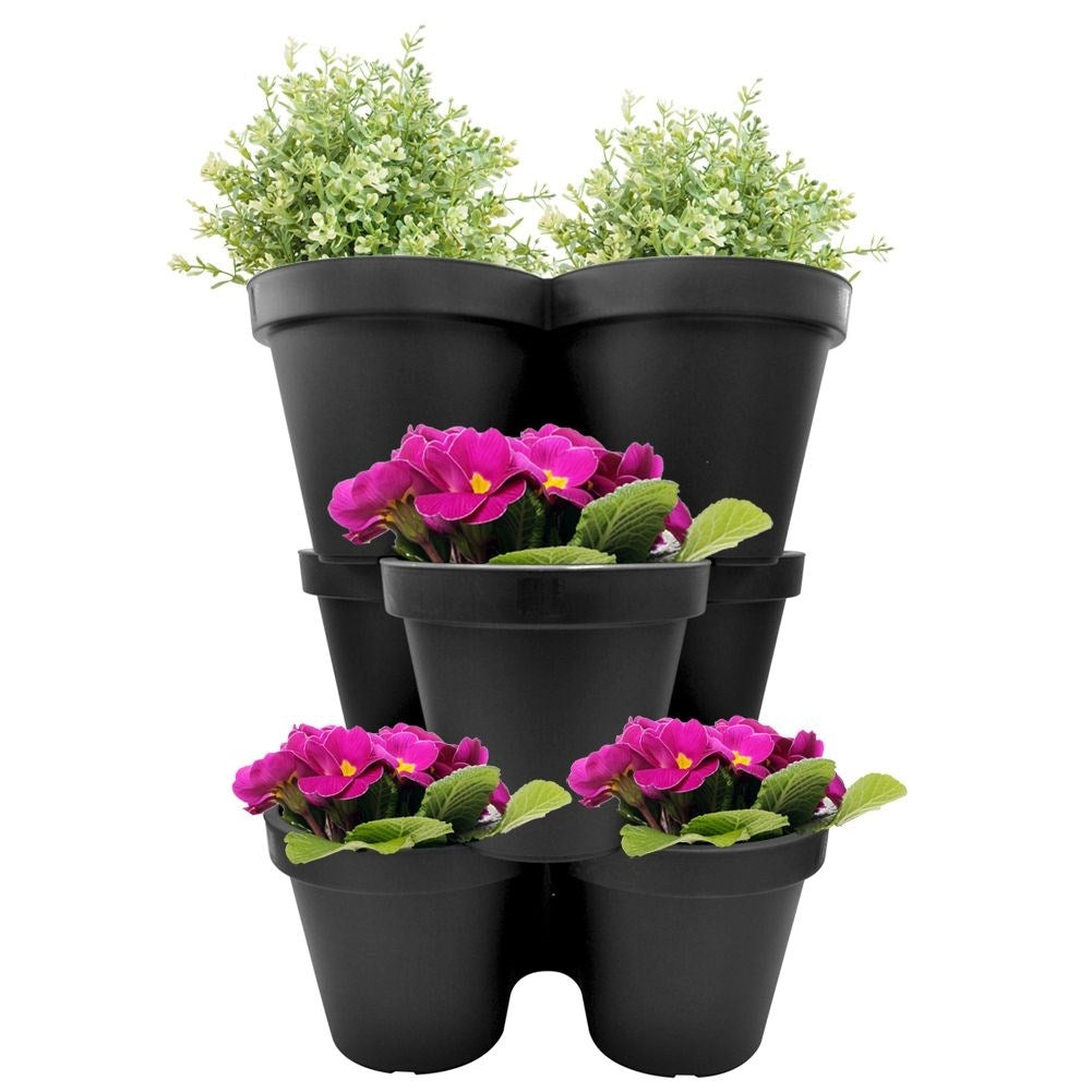 Stackable Flower Box in Lightweight Material for Three Plants
