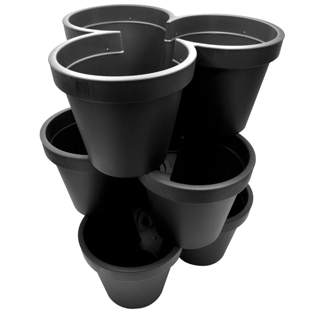 Stackable Flower Box in Lightweight Material for Three Plants