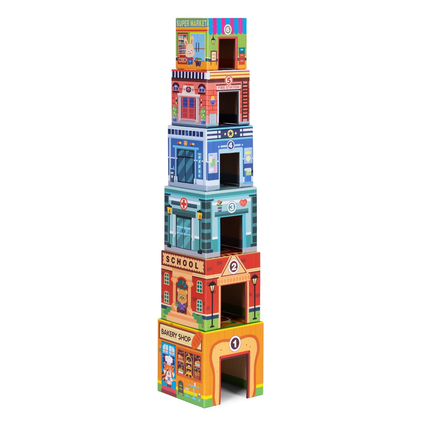 Stacking Tower City Set – 18-Piece Wooden Toy