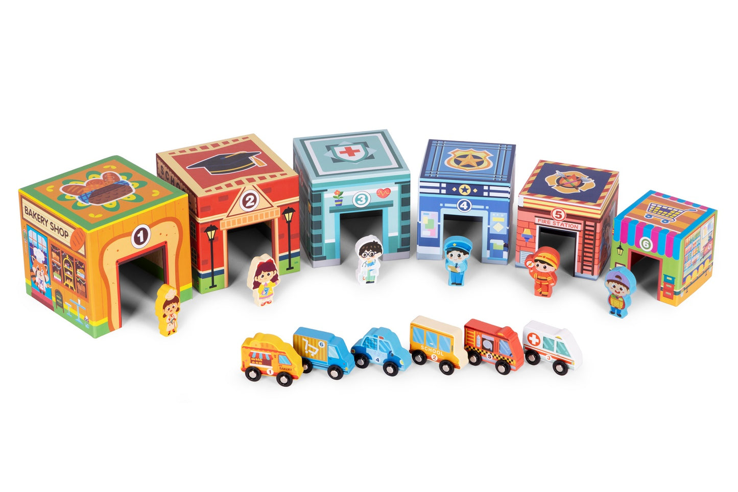 Stacking Tower City Set – 18-Piece Wooden Toy