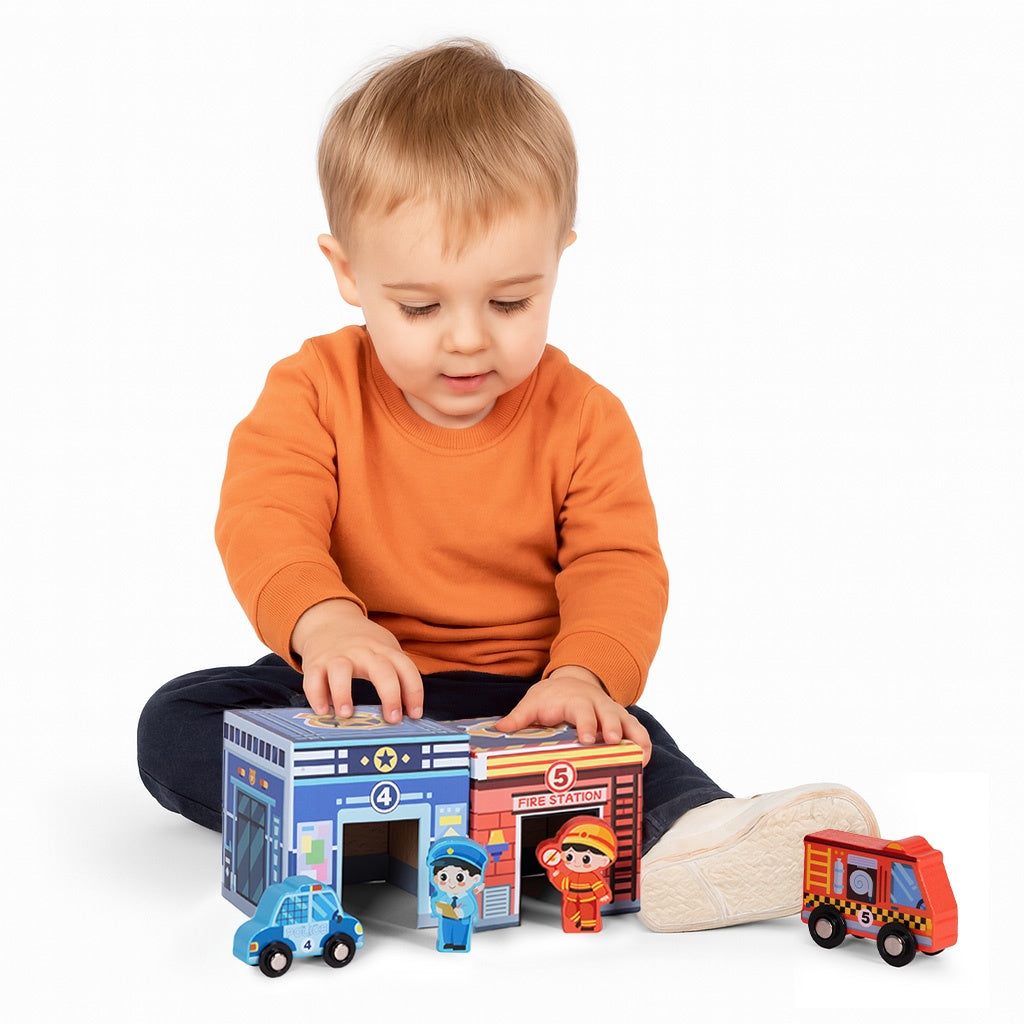 Stacking Tower City Set – 18-Piece Wooden Toy