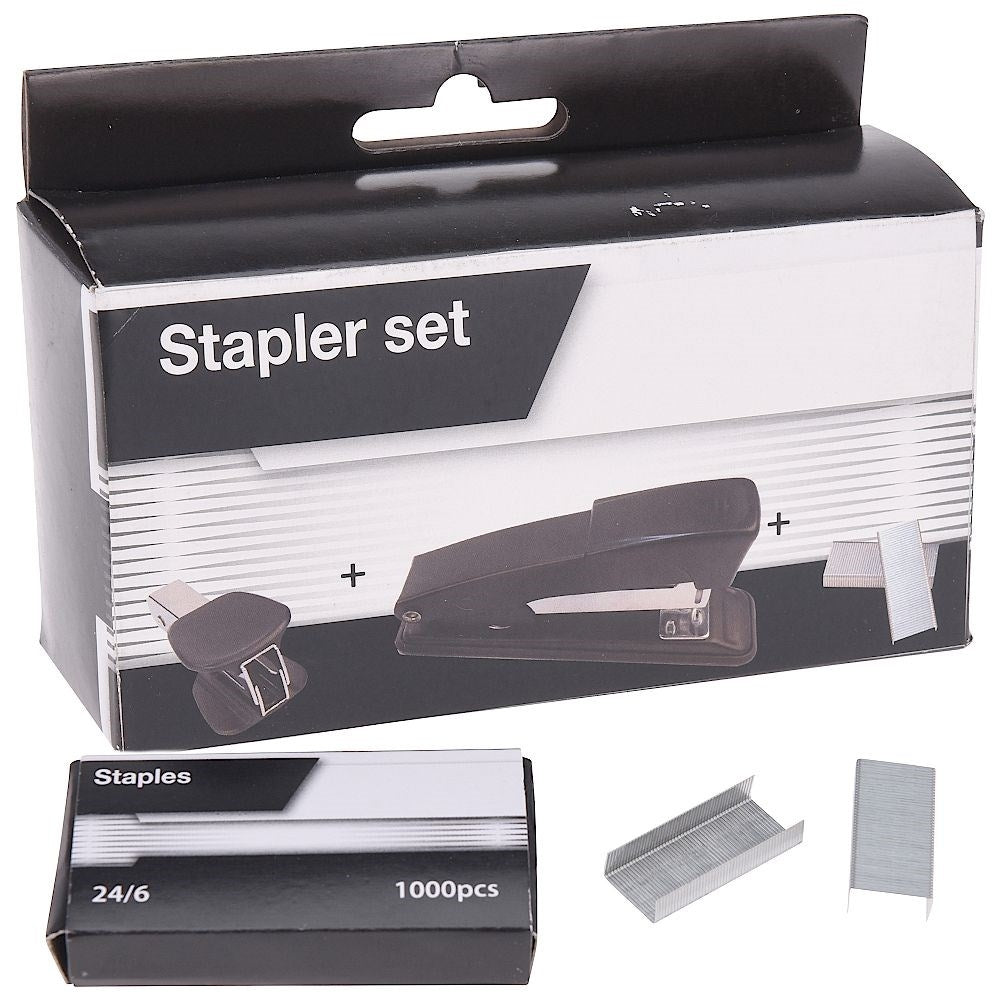 Stacking and staple removal set with 100 staples