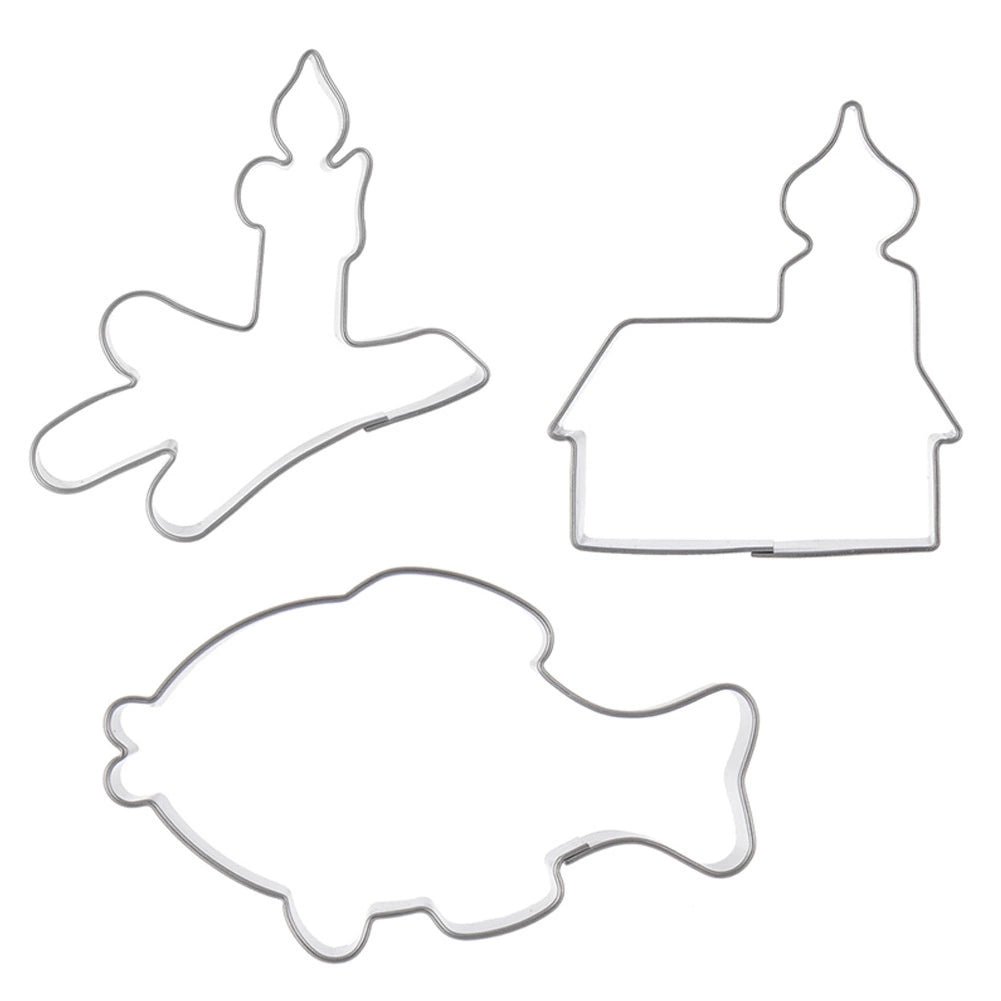 Stainless Steel Cookie Cutters Set, 3 Festive Shapes