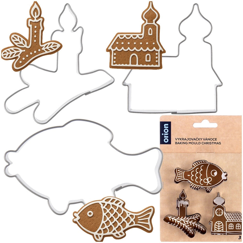 Stainless Steel Cookie Cutters Set, 3 Festive Shapes