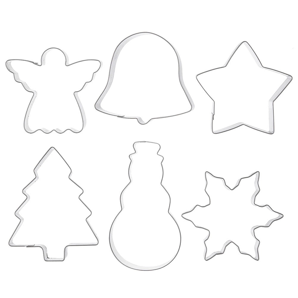 Stainless Steel Cookie Cutters Set, 6 Festive Shapes