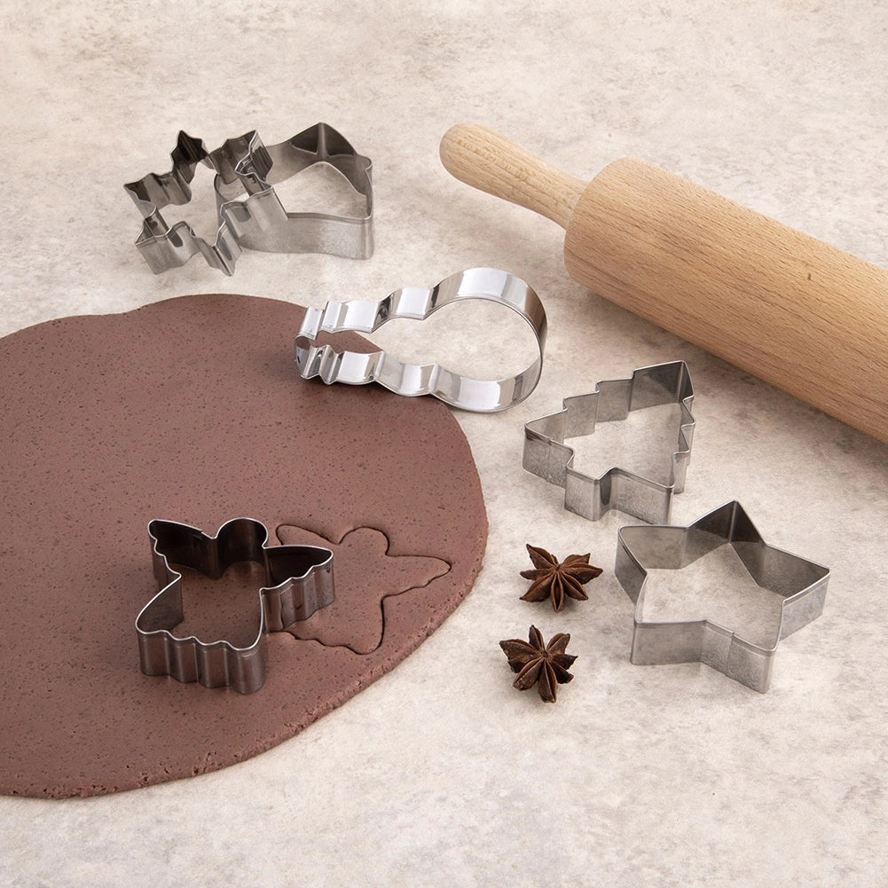Stainless Steel Cookie Cutters Set, 6 Festive Shapes